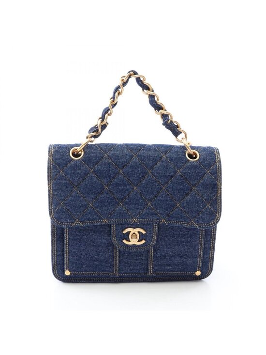 Chanel Backpack Quilted Chain Denim Blue main image 7